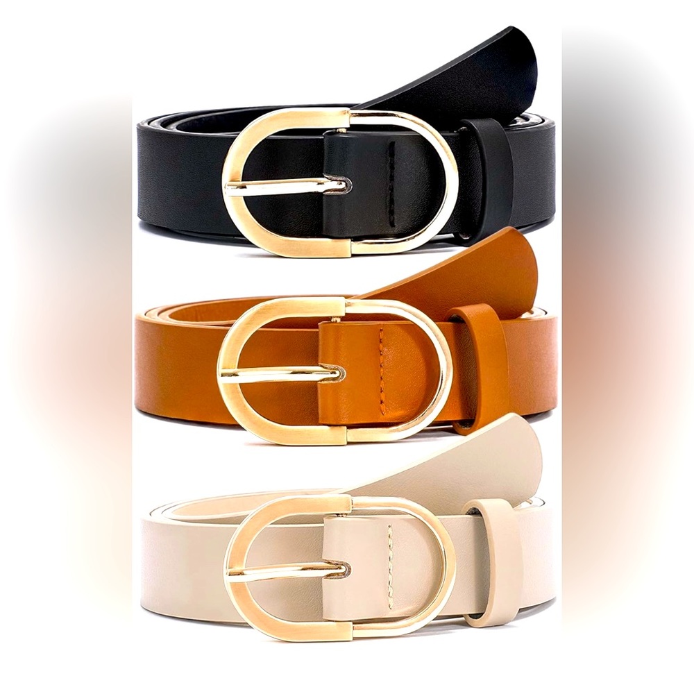 VONMELLI 3 Pack Women's Leather Belts for Jeans Pants Fashion